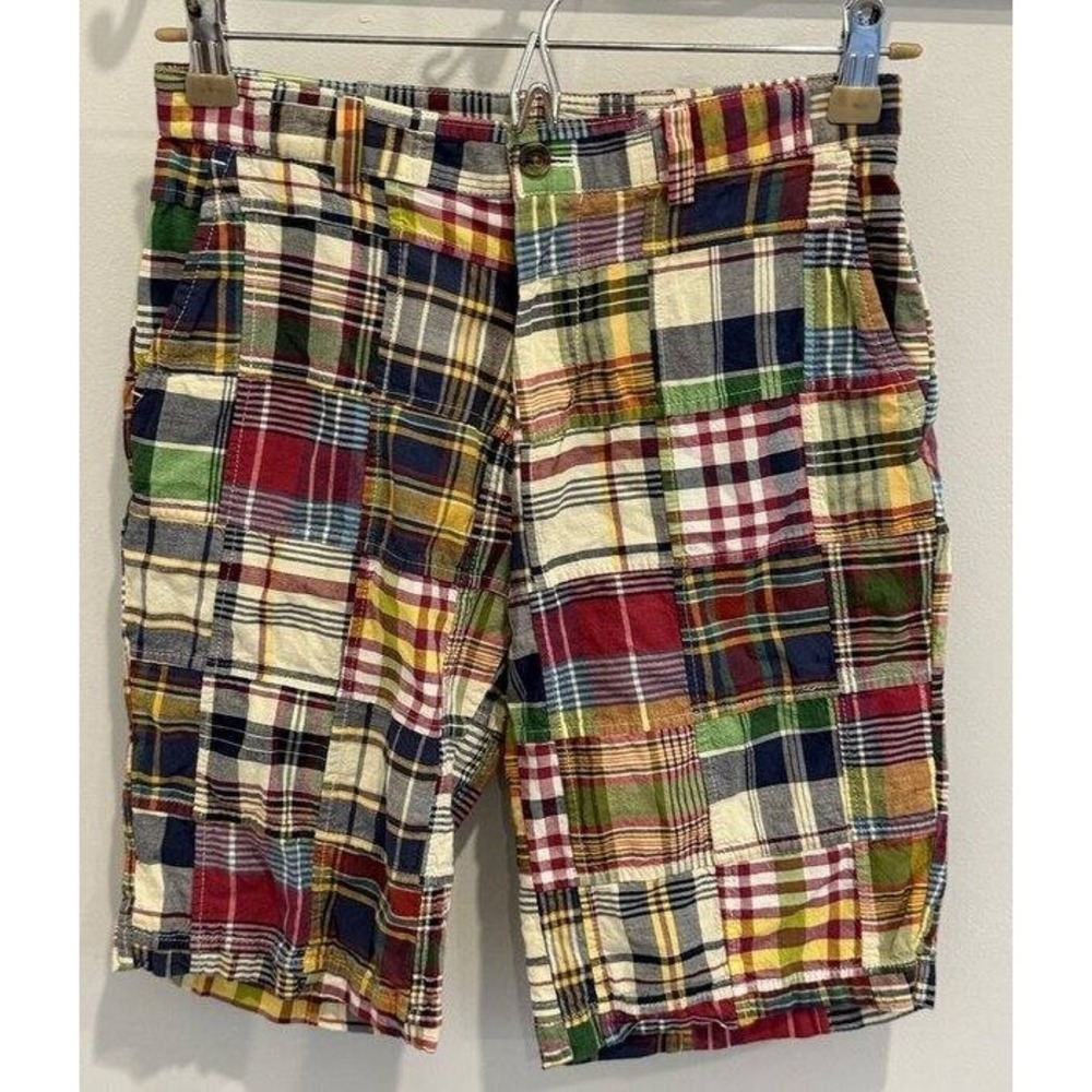 Brooks Brothers Fleece Boys Patchwork Plaid Shorts Adjustable Waist Cotton 12